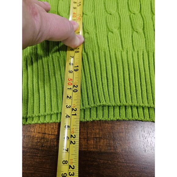 J. McLaughlin Lime Green Cable Knit Preppy Old Money Sweater S Coastal Grandma - Picture 5 of 5